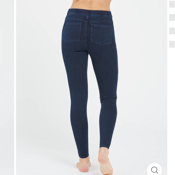 SPANX Jean-ish Leggings Denim Pants Slimming Dark Wash High Rise Pull On Shaping - Picture 8 of 13